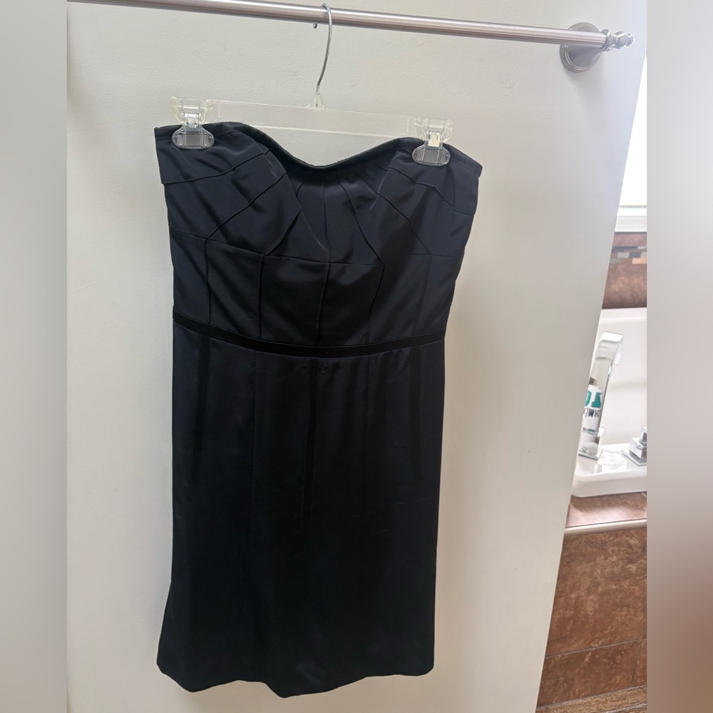 Nicole Miller Strapless Black Silk Cocktail Dress